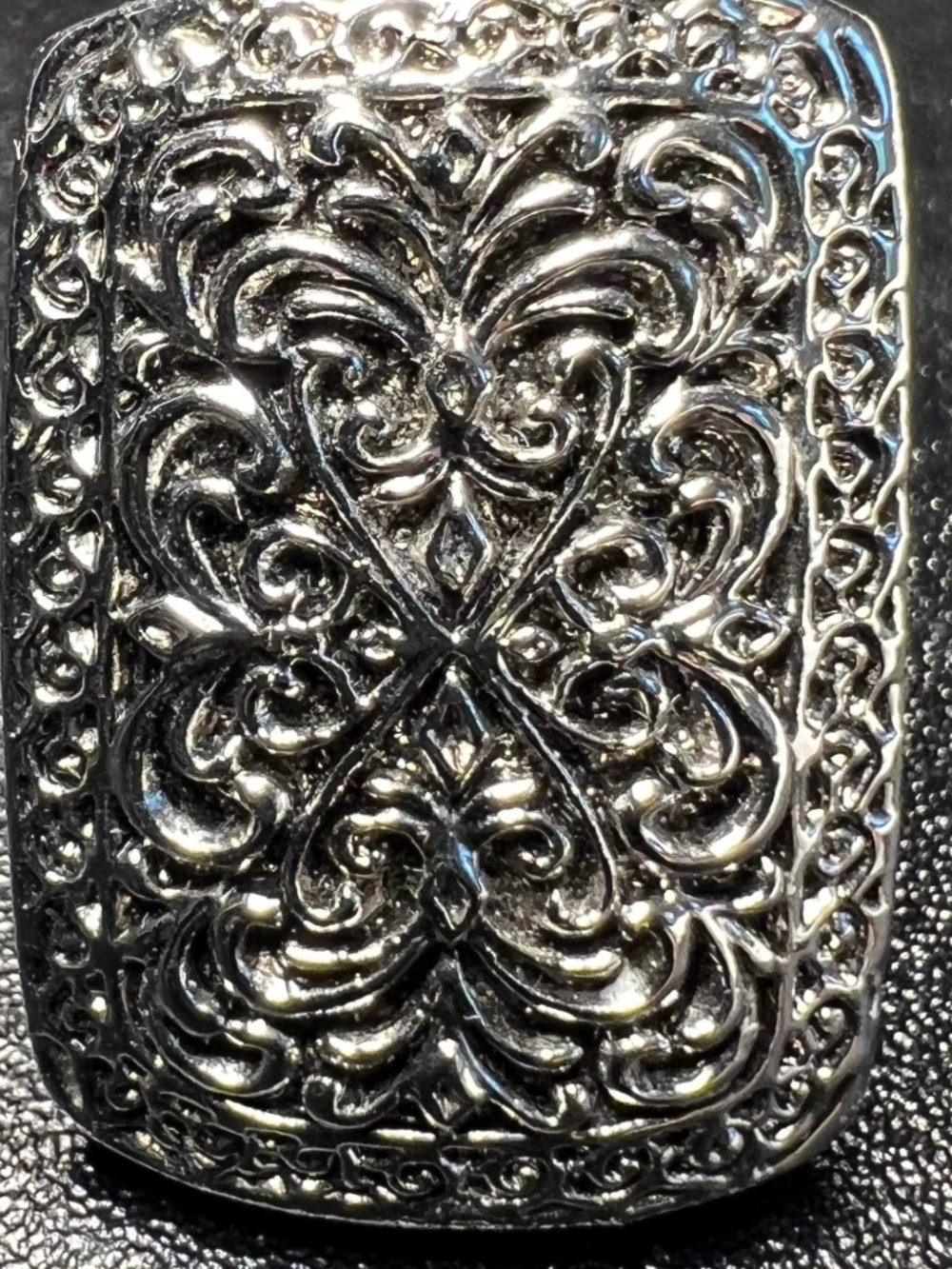 Silver Tone Baroque Goth Heavy Oxidized Filligree Academia Ring Size 7.5